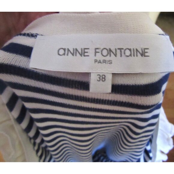 Anne Fontaine Blue & White Striped Ruffle Cotton Blouse Size 38 M - Picture 8 of 8